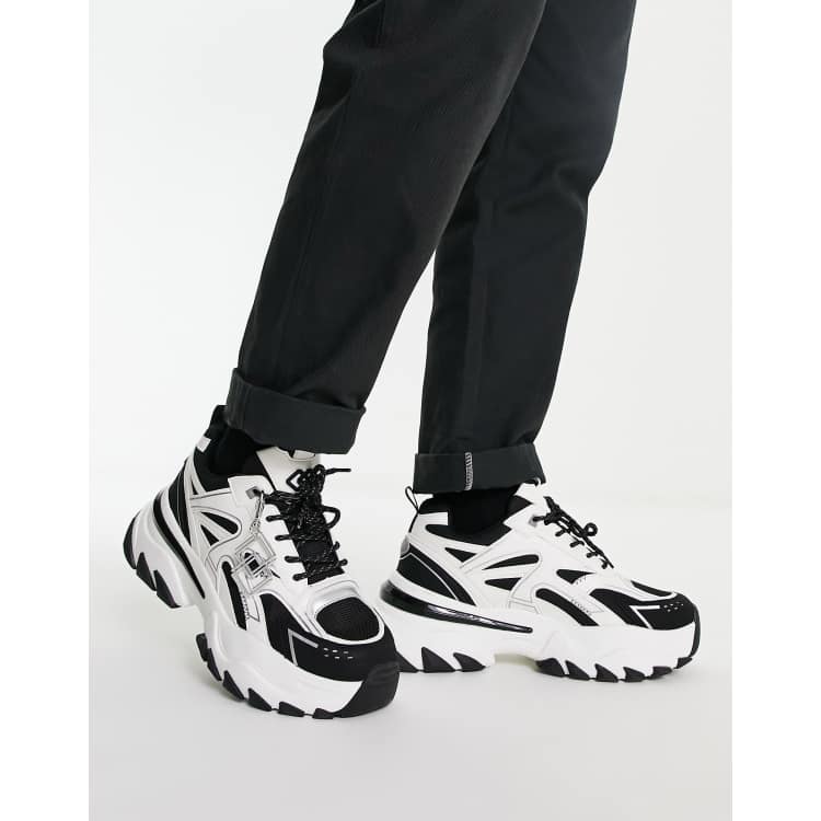 ASOS DESIGN chunky sneakers with monochrome and metallic paneling