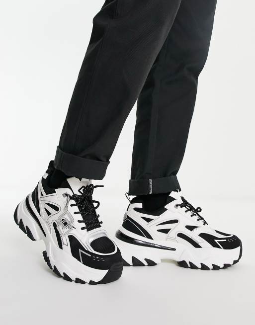 ASOS DESIGN chunky sneakers with monochrome and metallic paneling