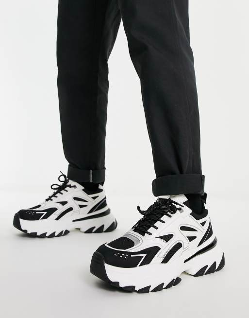 ASOS DESIGN chunky sneakers with monochrome and metallic paneling