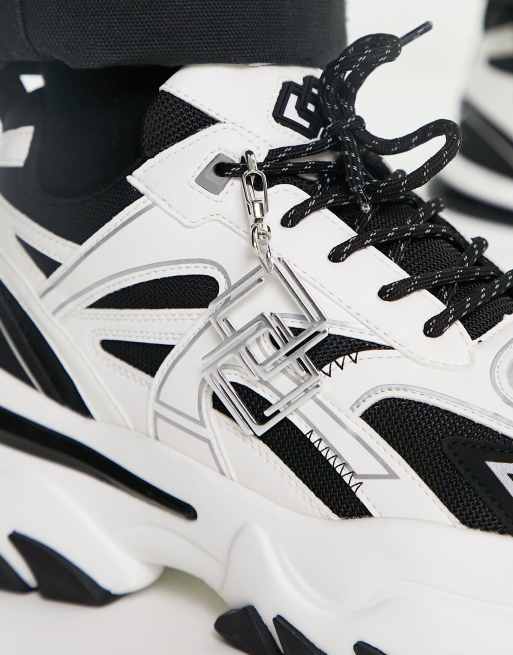 ASOS DESIGN chunky sneakers with monochrome and metallic panelling, 3 of 4