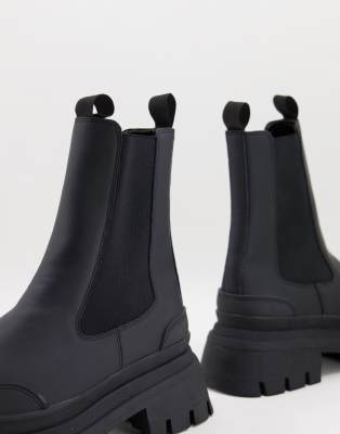 faux leather chunky chelsea boots