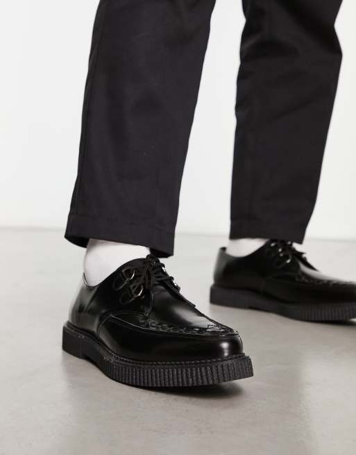 ASOS DESIGN chunky sole creeper in black leather