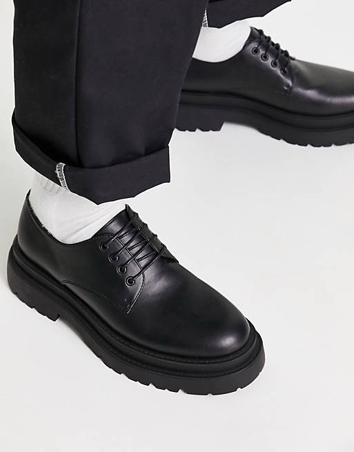 torture Christianity Chewing gum ASOS DESIGN chunky sole derby shoes in black faux leather | ASOS