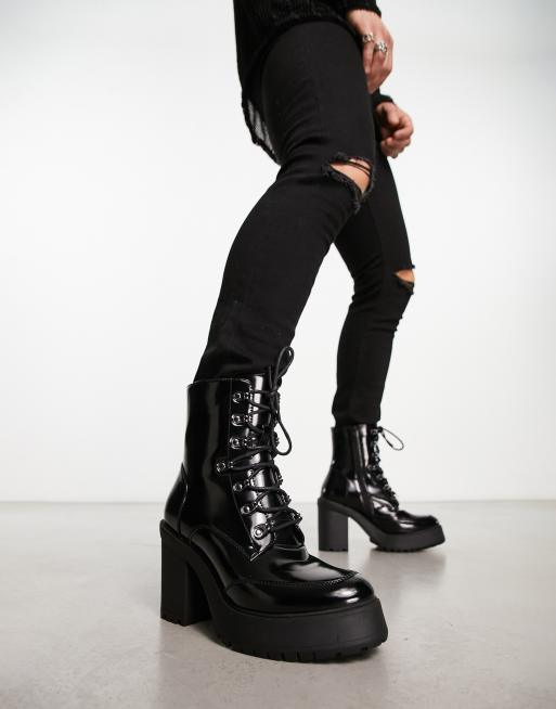 Chunky sole lace up on sale boots