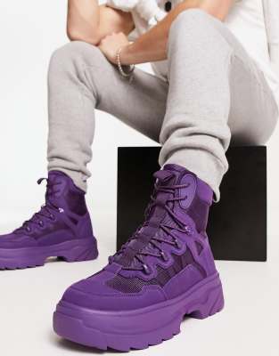 purple steel toe boots