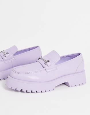 Asos Design Chunky Sole Loafers In Lilac With Drenched Solepurple