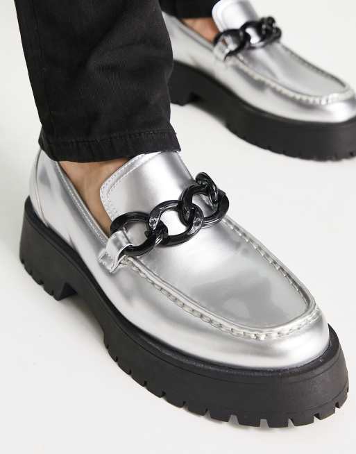 ASOS DESIGN chunky sole loafers with oversized chain in 