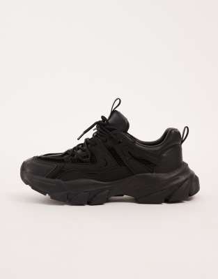 Asos Design Chunky Sole Sneakers In Black