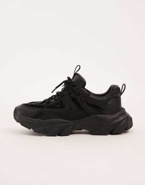 ASOS DESIGN chunky sole trainer in black - view 1