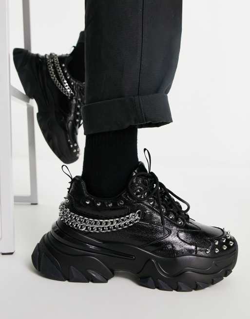 ASOS DESIGN - Chunky sorte sneakers med metaldetalje