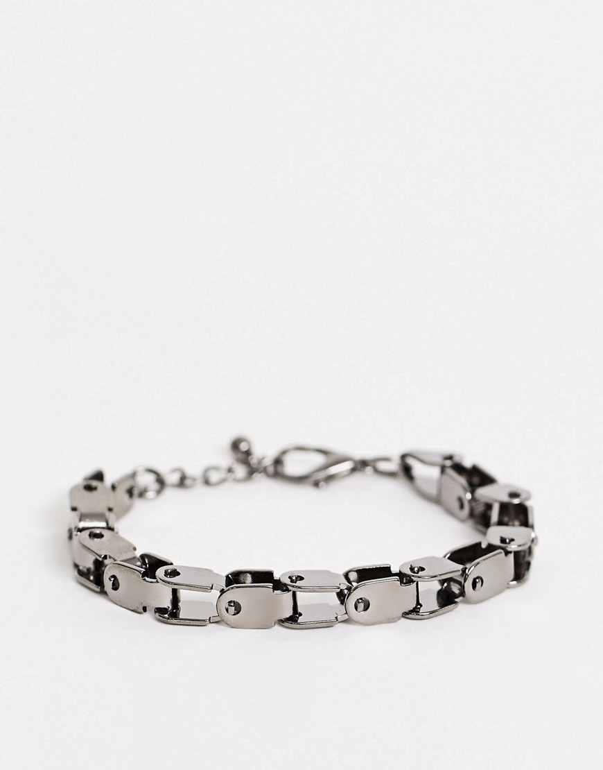 ASOS DESIGN chunky square chain bracelet in matte gunmetal-Grey