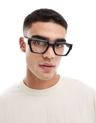 ASOS DESIGN chunky square sunglasses with clear lens in black φωτογραφία