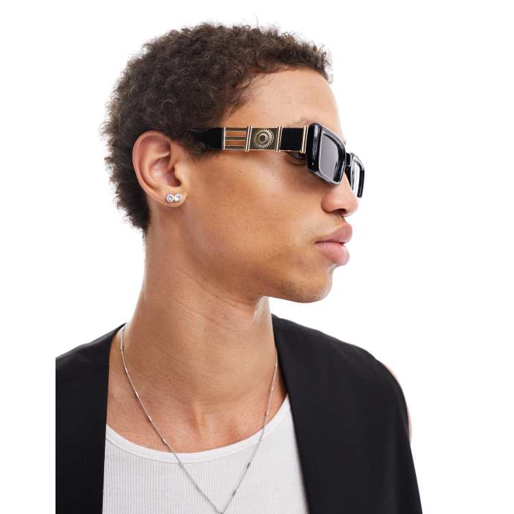 ASOS DESIGN chunky square sunglasses with gold temple design  display picture 2