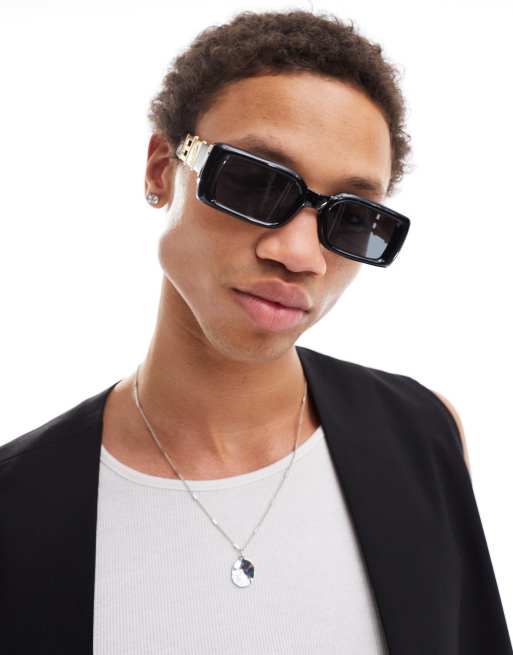 ASOS DESIGN chunky square sunglasses with gold temple design  display picture 1