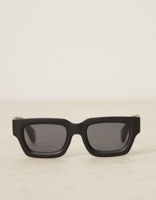 ASOS DESIGN chunky square sunglasses with black frame and smoke lens