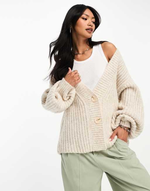 ASOS DESIGN cardi and bralette two-piece in cream stripe