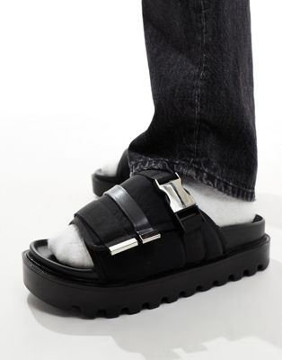  chunky strap sandal with silver hardware