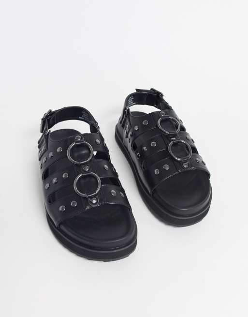 Chunky black best sale studded sandals