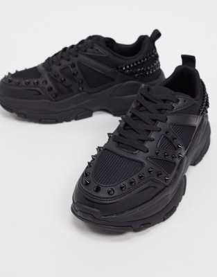 black studded trainers