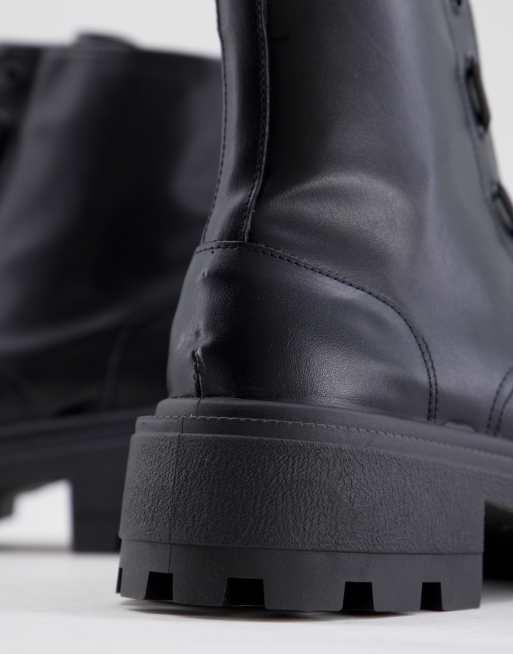 ASOS DESIGN - Chunky støvler med lynlås foran og kontrastsømme i sort, imiteret læder, 3 af 4
