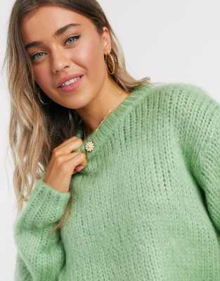 green chunky sweater