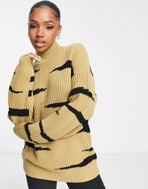 ASOS Design Sweater in Mixed Yarn Stripe
