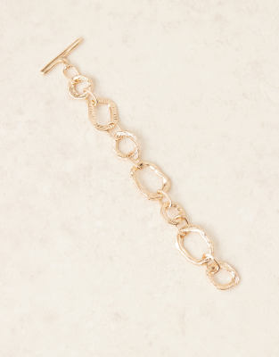 Asos Design Chunky T-bar Bracelet In Gold