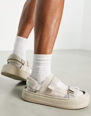 ASOS DESIGN chunky tech sandals in stone ASOS