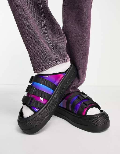 ASOS DESIGN chunky tech sliders in multi colored print