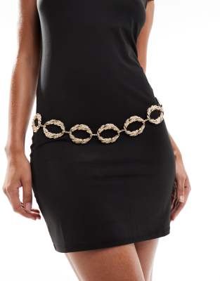 ASOS Curve ASOS DESIGN chunky textured chain link belt in gold