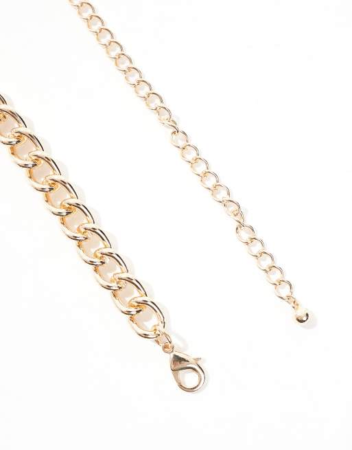 ASOS DESIGN chunky textured chain link belt in gold ASOS