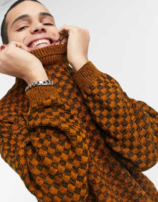 orange chunky knit jumper
