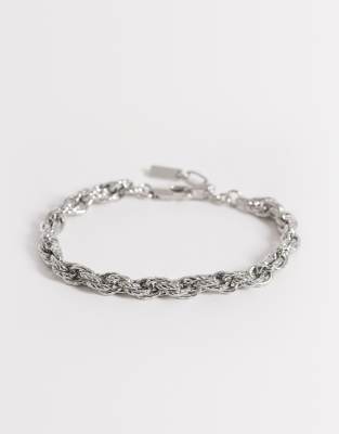 Asos Design Chunky Textured Link Rope Chain Bracelet In Metallic