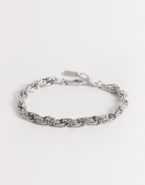 ASOS DESIGN chunky textured link rope chain bracelet in silver - view 1