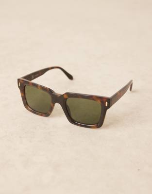 Asos Design Chunky Tort Square Sunglasses-brown
