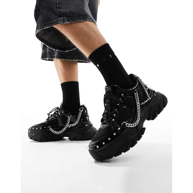 ASOS DESIGN chunky trainers in black with studding ASOS