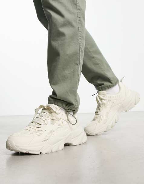 Mens white sale chunky sole trainers