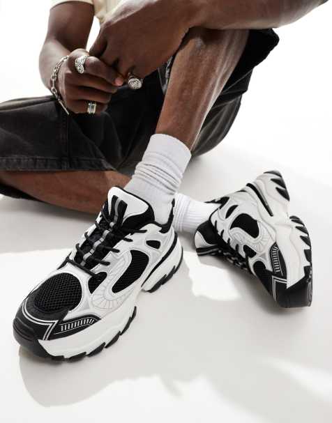 ASOS DESIGN chunky trainers in white and black - view 1