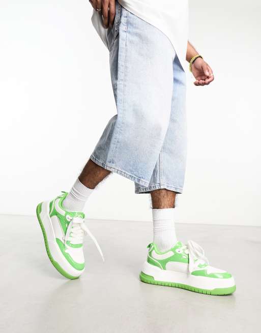 Neon green chunky store trainers