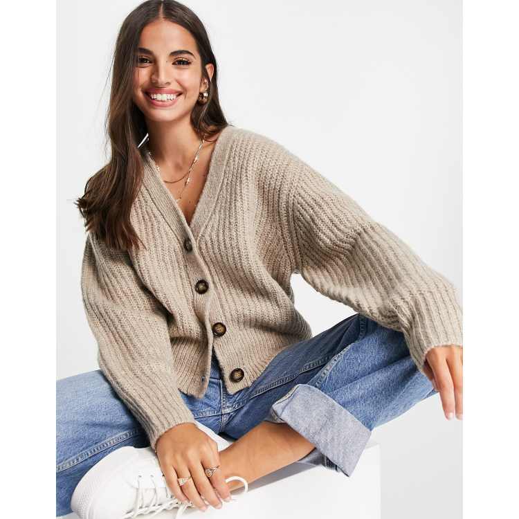 Camel v cheap neck cardigan