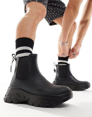 ASOS DESIGN chunky wellington boot with back chain detail