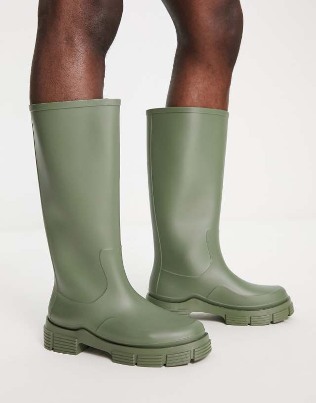 ASOS DESIGN chunky wellington in khaki