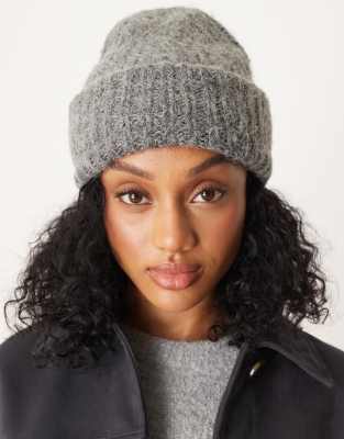 ASOS DESIGN ASOS DESIGN chunky wool mix knit beanie in grey