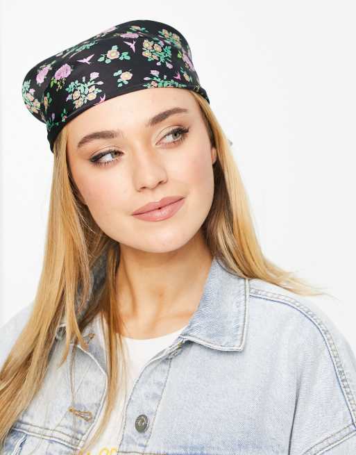 ASOS DESIGN – Chusta na głowę z polisatyny w ciemny kwiatowy wzór, 2 z 4