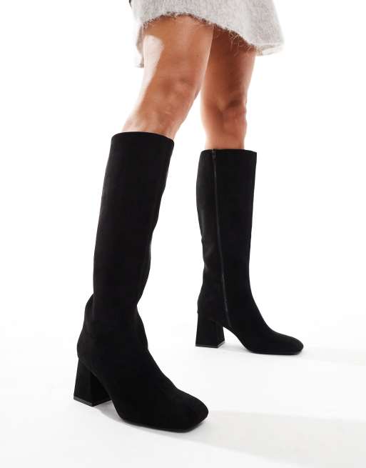ASOS DESIGN Ciara block heel knee boots in black, 4 of 4