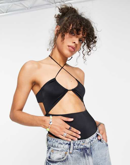 ASOS DESIGN Ciara cut out body in black