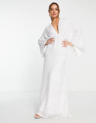 ASOS DESIGN Ciara sequin kimono sleeve wedding dress in | ASOS