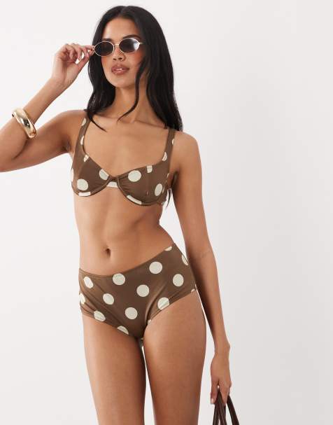 ASOS DESIGN - Cici - Bikini color cioccolato a pois - view 1