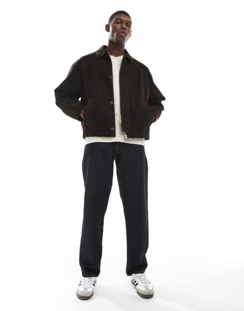 ASOS DESIGN – Ciemnobrązowa kurtka harrington z imitacji skóry - view 1