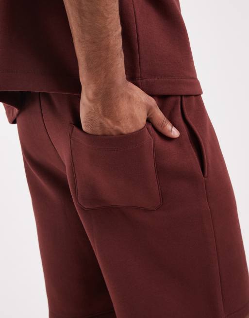 ASOS DESIGN – Ciemnobrązowe długie dżersejowe szorty oversize, część zestawu, 3 z 5